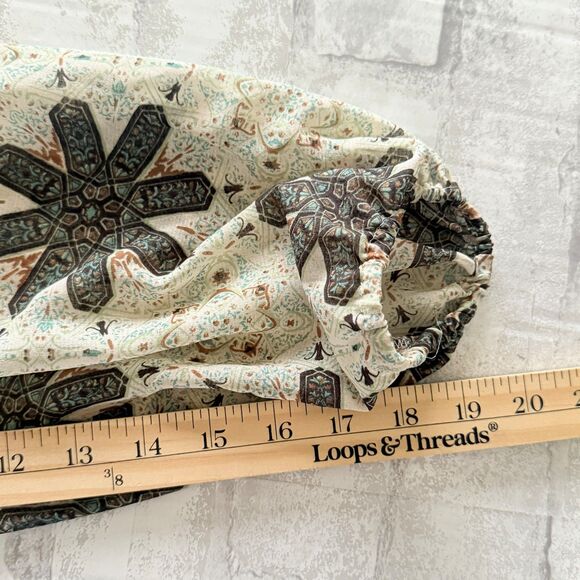 Free People Brown Cream Boho Sheer Shift Dress Chiffon Peasant Sleeves Sz S - Picture 7 of 8